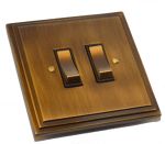 Antique Brass Edwardian  2 Gang Light Switch 20 amp 2 way (PST909AB)